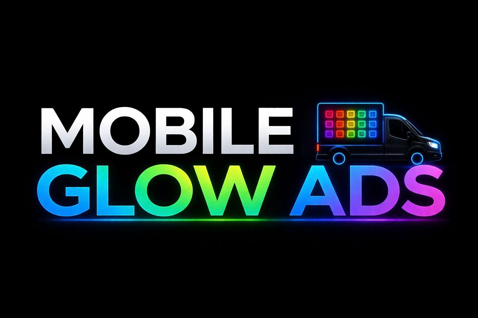 "Imagen de un vehículo con luces que anuncia un servicio llamado 'Mobile Glow Ads'."
